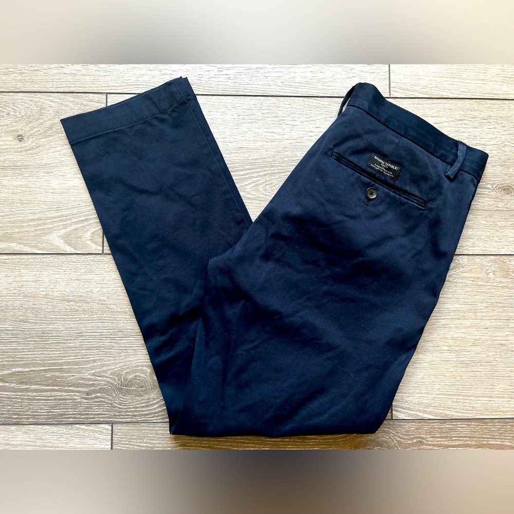 Banana Republic Pants Men 32x32 Navy Fulton Chino Flat Front Classiccore Preppy